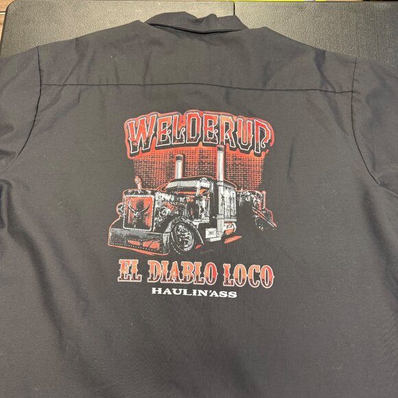NWT RedKap Welderup El Diablo Loco Mechanic Workshirt Black Button-Up 3XL Mens - Picture 10 of 14